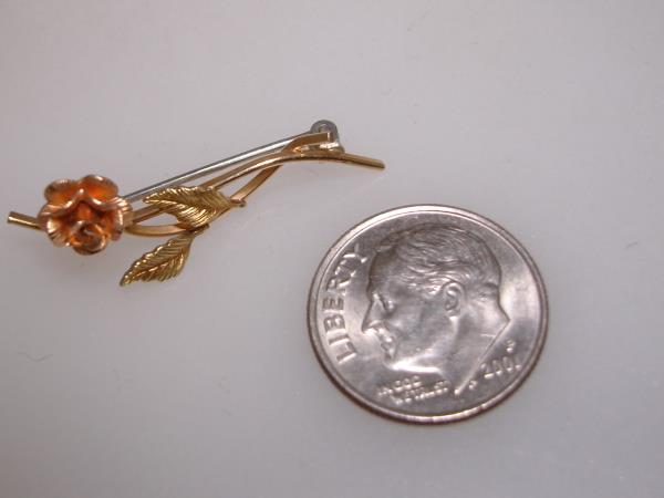 Vintage Krementz Tri-Color Gold Filled Rose Pin | Tiny & Charming 10K GF