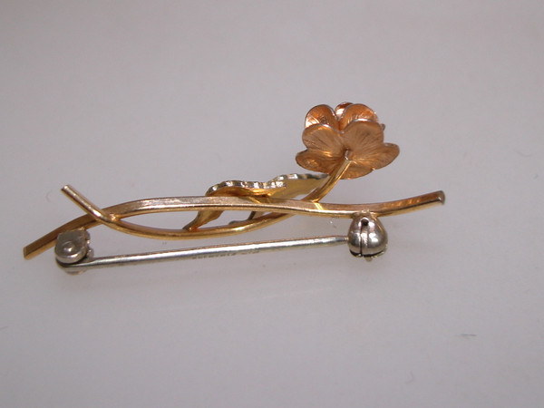 Vintage Krementz Tri-Color Gold Filled Rose Pin | Tiny & Charming 10K GF