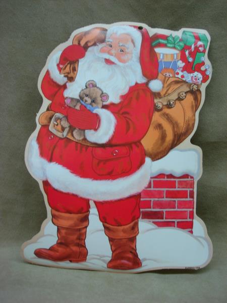 Vintage Eureka USA Santa Claus Die Cut - Two-Sided Full Color Holiday Decor, 12.5