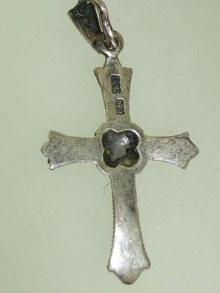 Vintage Japanned Sterling Silver & Marcasite Cross Pendant (925)