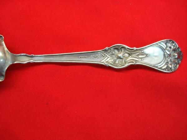 Antique Manchester Mfg. Co. Sterling Silver Lily Pattern Berry Spoon - Monogrammed'H'
