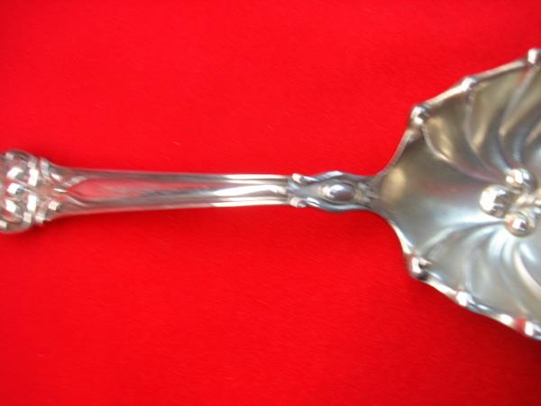 Antique Manchester Mfg. Co. Sterling Silver Lily Pattern Berry Spoon - Monogrammed'H'
