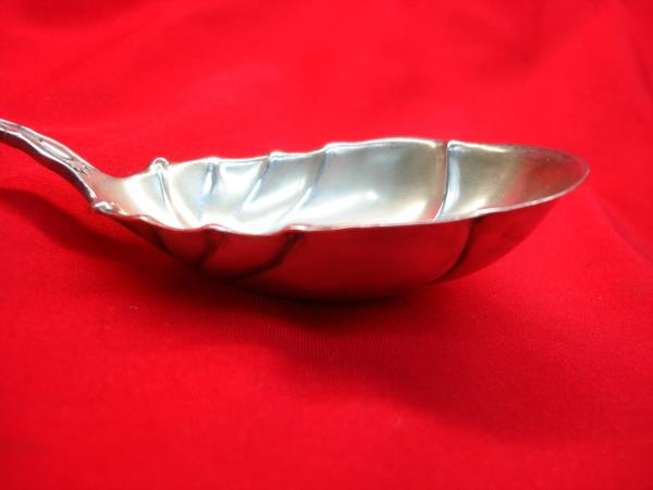 Antique Manchester Mfg. Co. Sterling Silver Lily Pattern Berry Spoon - Monogrammed'H'