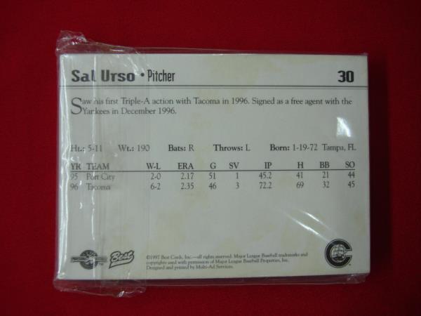 1997 Columbus Clippers Team Set w/ Rick Ledée - Complete Minor League Baseball Card Set