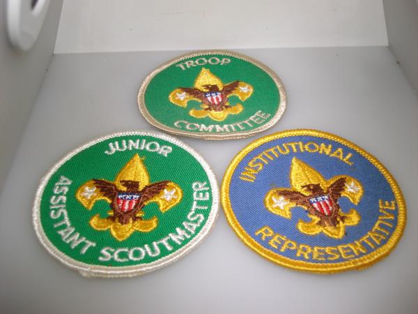 Vintage BSA Scout Patches Set (Jr. Asst. Scoutmaster, Troop Committee & Institutional Rep) - 1950s-60s