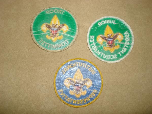 Vintage BSA Scout Patches Set (Jr. Asst. Scoutmaster, Troop Committee & Institutional Rep) - 1950s-60s
