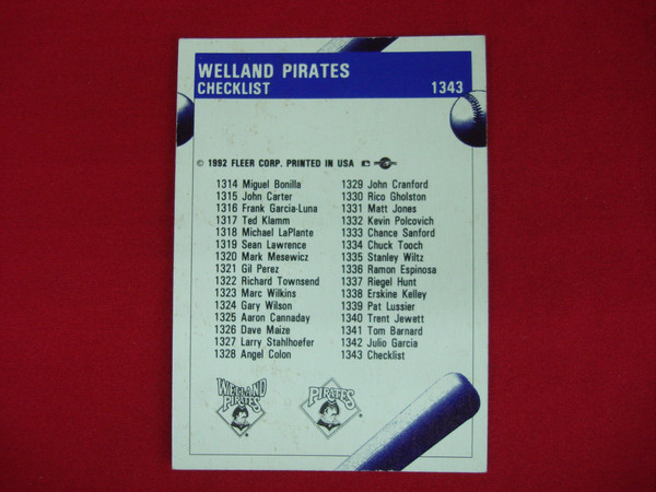 1992 Fleer ProCards Welland Pirates Team Set (Pittsburgh Pirates Affiliate) - Factory Sealed
