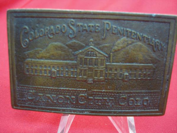 Vintage Colorado State Penitentiary Western Belt Buckle - Brass, 1 3/4 Inch