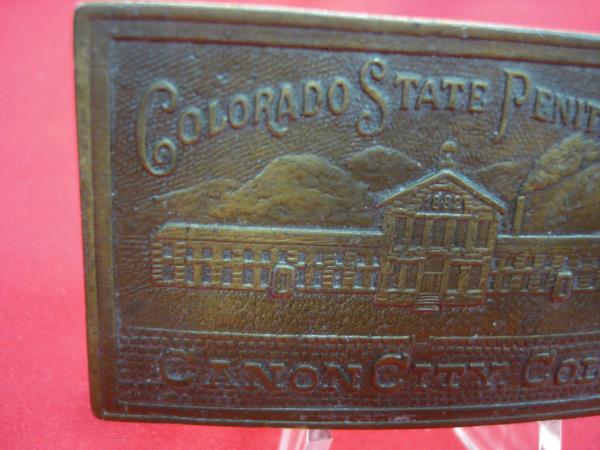 Vintage Colorado State Penitentiary Western Belt Buckle - Brass, 1 3/4 Inch