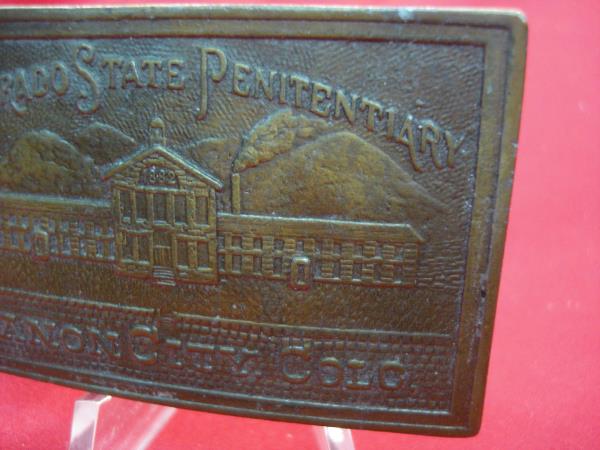 Vintage Colorado State Penitentiary Western Belt Buckle - Brass, 1 3/4 Inch