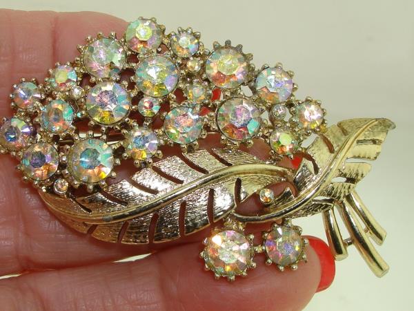 Vintage Coro Pegasus Aurora Borealis Rhinestone Brooch (1950s)