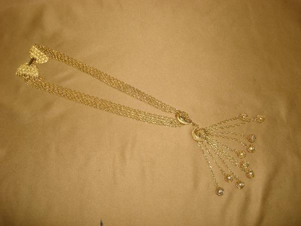 Vintage 1970s Gold Tone Chain Necklace with Filigree Beads Pendant - Unique & Desirable