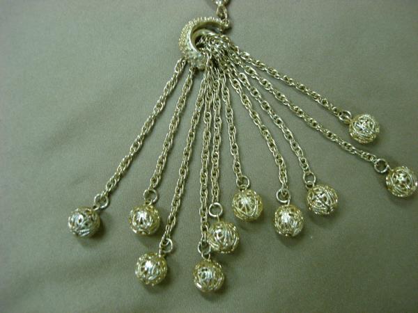 Vintage 1970s Gold Tone Chain Necklace with Filigree Beads Pendant - Unique & Desirable