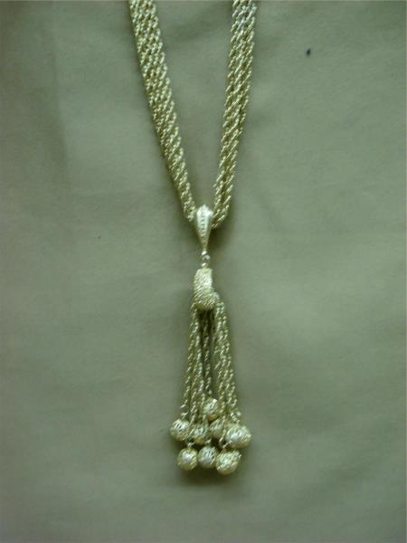Vintage 1970s Gold Tone Chain Necklace with Filigree Beads Pendant - Unique & Desirable