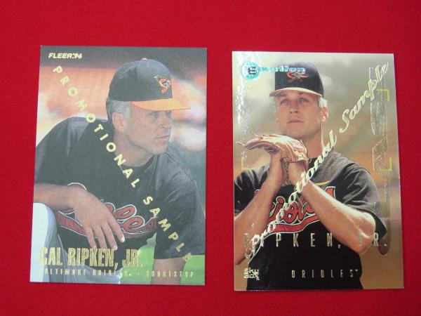Cal Ripken Jr. Promo Sample Cards (1996 Fleer & 1995 Emotion) - Excellent Condition