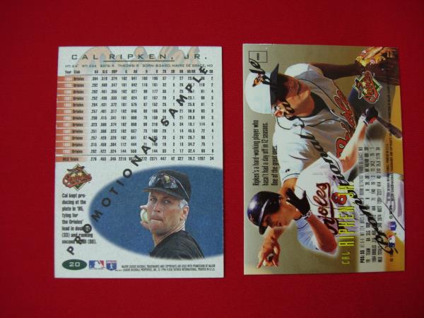 Cal Ripken Jr. Promo Sample Cards (1996 Fleer & 1995 Emotion) - Excellent Condition