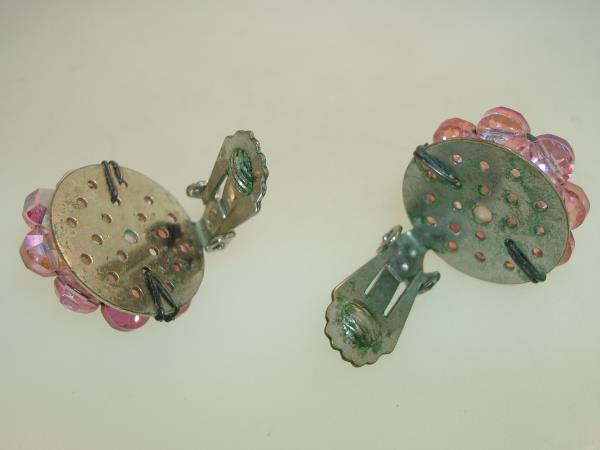 Vintage Laguna Pink Crystal & Faux Pearl Necklace & Earrings Set (17