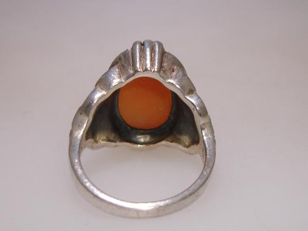 Vintage Sterling Silver Cameo Ring with Marcasite Accents - Size 4.5