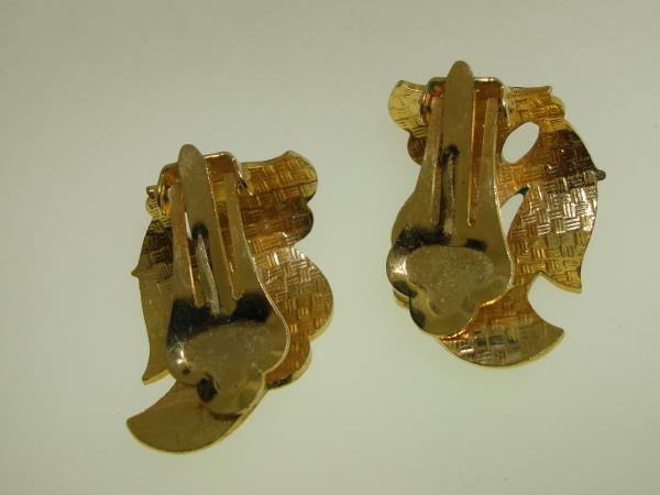 Vintage 1970s Cloisonne Enamel Clip-on Earrings (2 Pairs) - Pink Orchids & Multicolor Floral Design