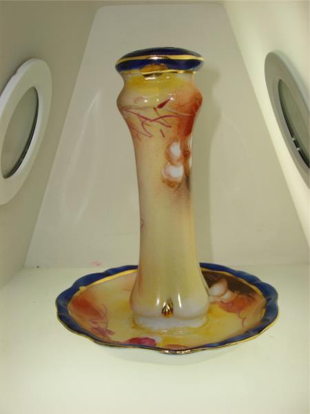 Antique Limoges Hand-Painted Porcelain Hat Pin Holder - Floral Design