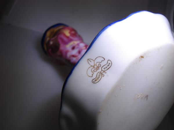 Antique Limoges Hand-Painted Porcelain Hat Pin Holder - Floral Design