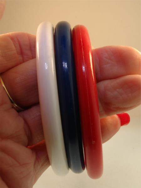 Vintage Patriotic Lucite Bangle Bracelet Set (3 Pack) - Red, White & Blue