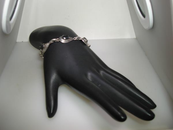 Vintage Sterling Silver Hematite Bracelet | 5 Carat Faceted Gemstones (6.25 inches)