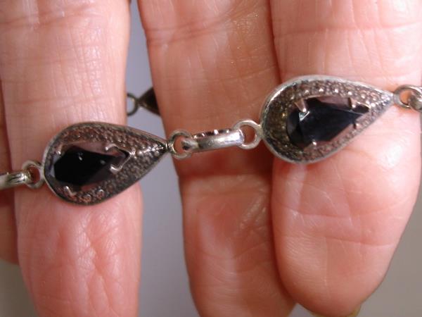 Vintage Sterling Silver Hematite Bracelet | 5 Carat Faceted Gemstones (6.25 inches)
