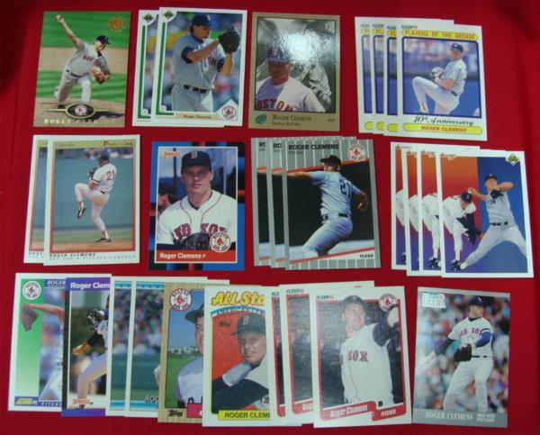 Vintage Roger Clemens Baseball Card Lot (Late 80s-Early 90s) - Boston Red Sox Legend