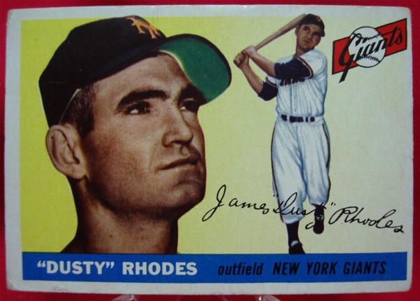 1955 Topps Dusty Rhodes #1 New York Giants Baseball Card - Excellent Condition