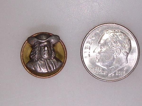 Antique Sterling Silver Ben Franklin Collar Button | L.D. Anderson, Reading PA