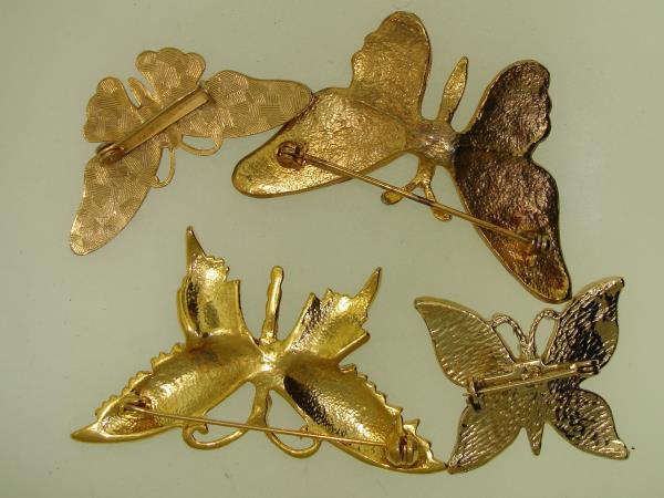 Vintage Cloisonne Enamel Butterfly Pin Set of 4 - Colorful & Unique