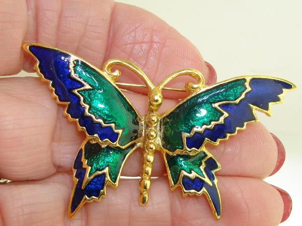Vintage Cloisonne Enamel Butterfly Pin Set of 4 - Colorful & Unique