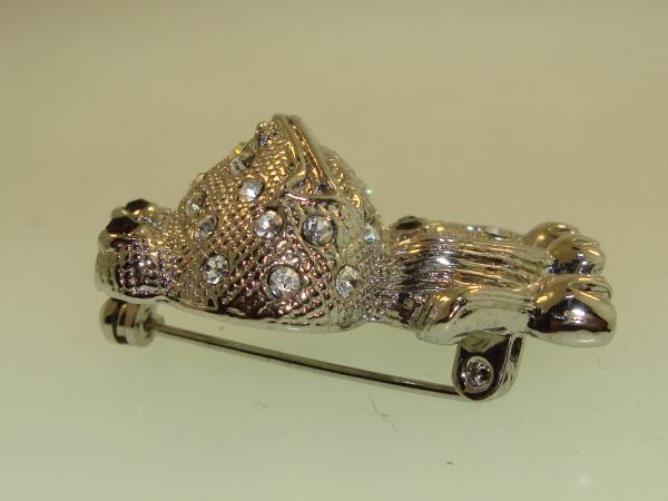 Vintage Silver Frog Pin with AB Rhinestones - Adorable & Charming