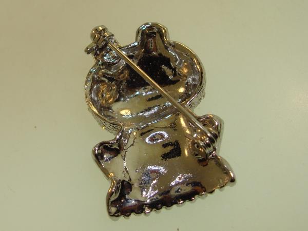 Vintage Silver Frog Pin with AB Rhinestones - Adorable & Charming