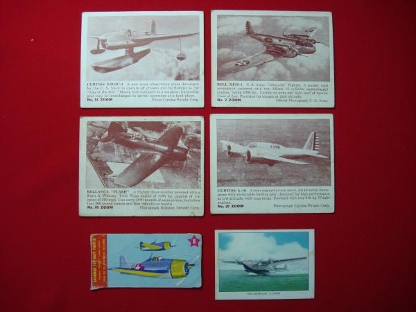 Vintage Airplane Trading Cards (6-Card Lot) - Various Manufacturers & Types