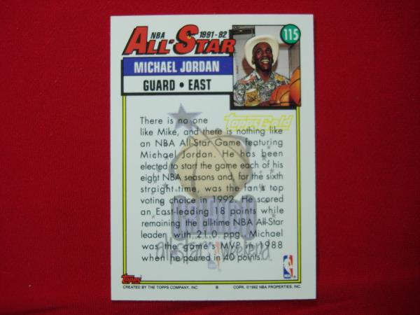 1991-92 Topps Gold All-Star Michael Jordan (#115) - Chicago Bulls Basketball Card - 'Super Legend' Edition