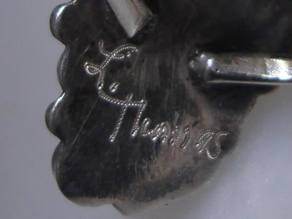 Vintage Native American Sterling Silver Turquoise & Coral Ring by L. Thomas (Size 7 1/2)
