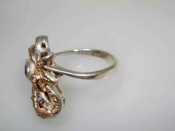 Vintage Amethyst & Marcasite Sterling Silver Ring, 18K Gold Accent (Size 8)
