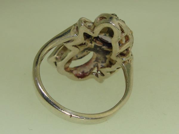 Vintage Amethyst & Marcasite Sterling Silver Ring, 18K Gold Accent (Size 8)