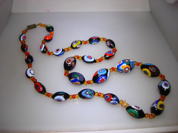 Vintage Italian Millefiori Glass Bead Necklace (22