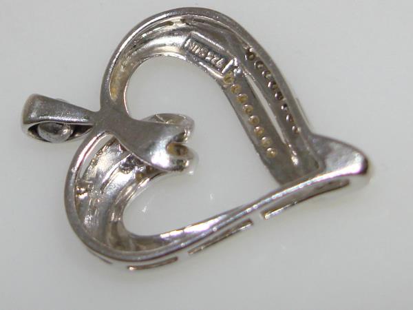 Sparkling Sterling Silver Double Row Diamond Open Heart Pendant - 925