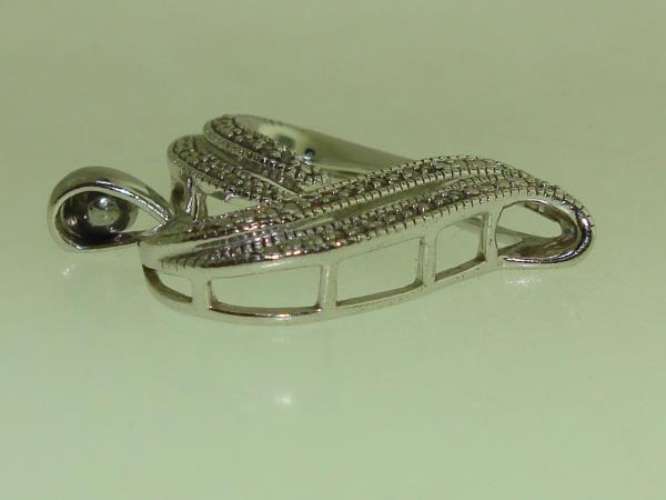 Sparkling Sterling Silver Double Row Diamond Open Heart Pendant - 925