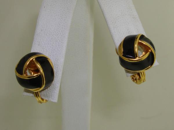 Vintage Monet Black & Gold Bracelet & Earrings Set (1970s-80s) - Excellent Condition