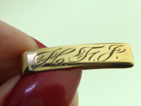 Antique Gold-Filled Engraved Lingerie Pin - H.F.J. Initial, Estate Find