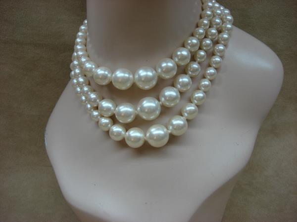 Vintage 1970s Japan Faux Pearl Jewelry Set - Necklace, Bracelets & Dangle Earrings