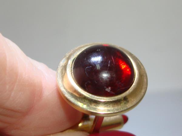 Vintage KREMENTZ Gold Filled Ruby Glass Bullet Cufflinks - Estate Find