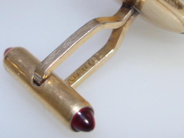 Vintage KREMENTZ Gold Filled Ruby Glass Bullet Cufflinks - Estate Find