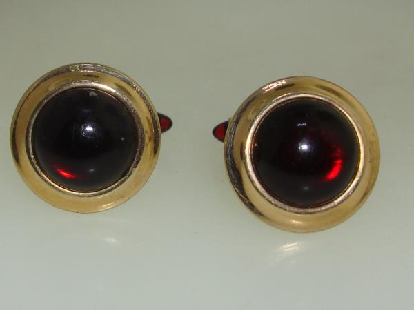 Vintage KREMENTZ Gold Filled Ruby Glass Bullet Cufflinks - Estate Find