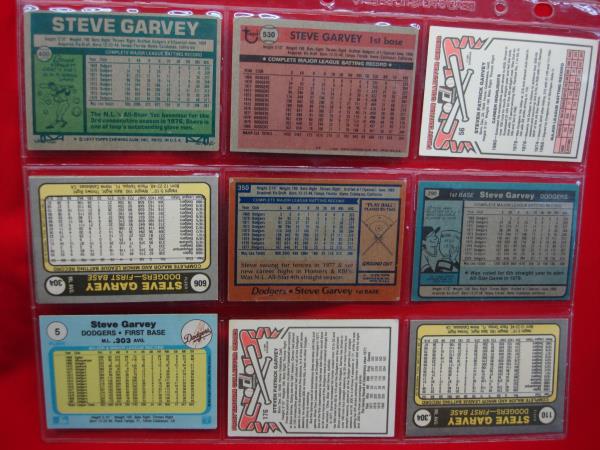 Vintage Steve Garvey Baseball Card Lot (9 + 1 Duplicate) - Topps, Fleer, Donruss